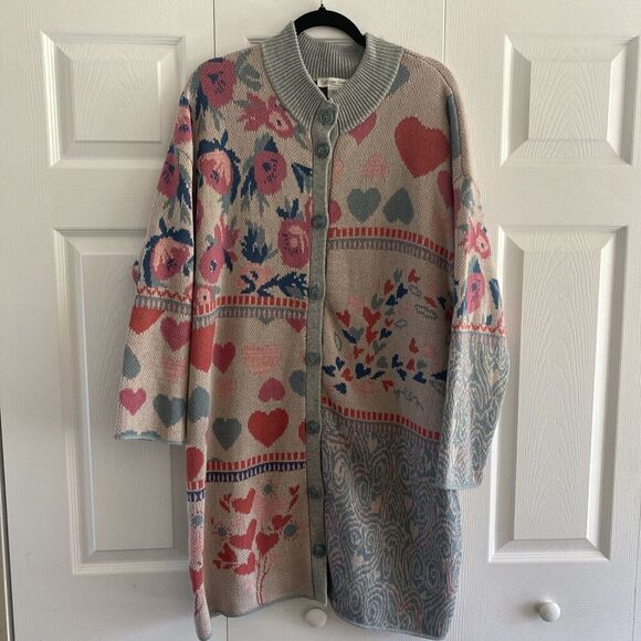 Coldwater‎ Creek Long Line Knit Cardigan Sweater XL Indie Bloomcore Boho Novelty - Picture 1 of 9